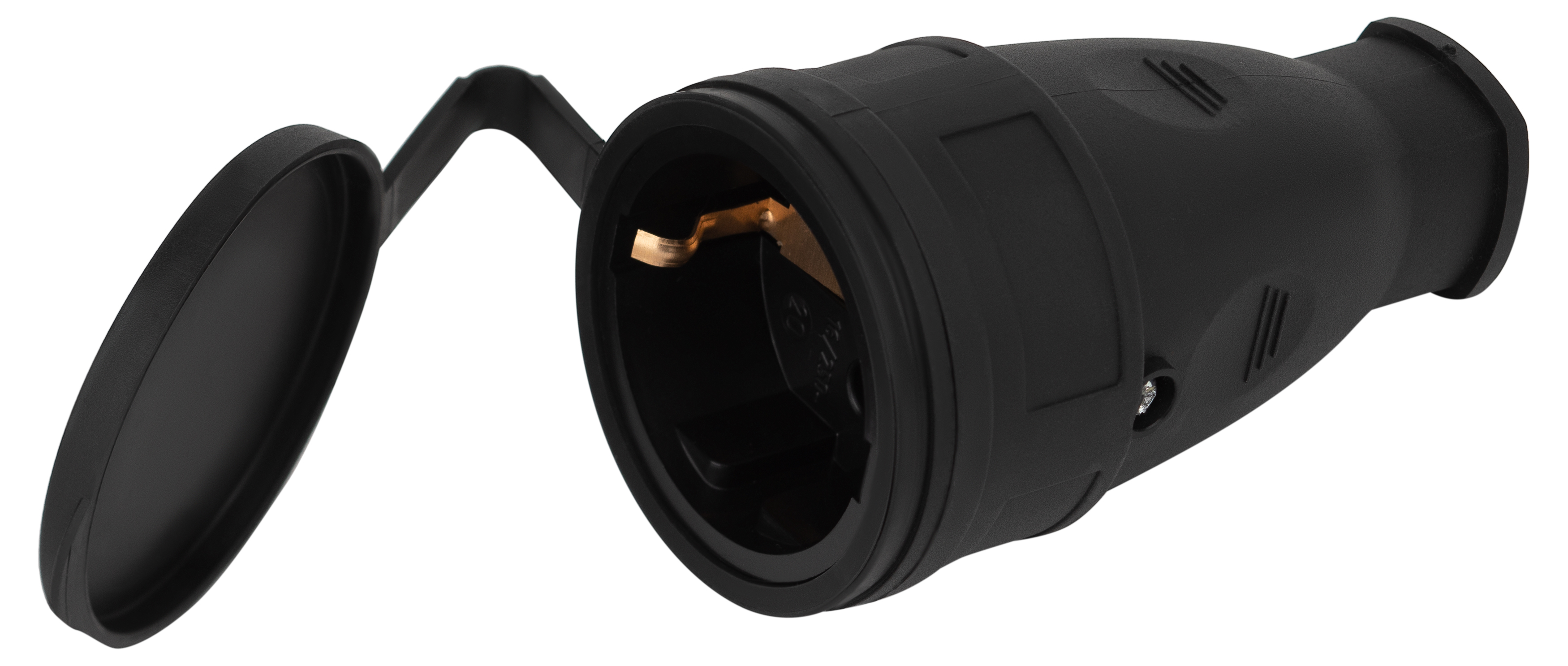 Розетка ЭРА RX10-B-IP44 16А IP44 прямая с заземлением каучук черная