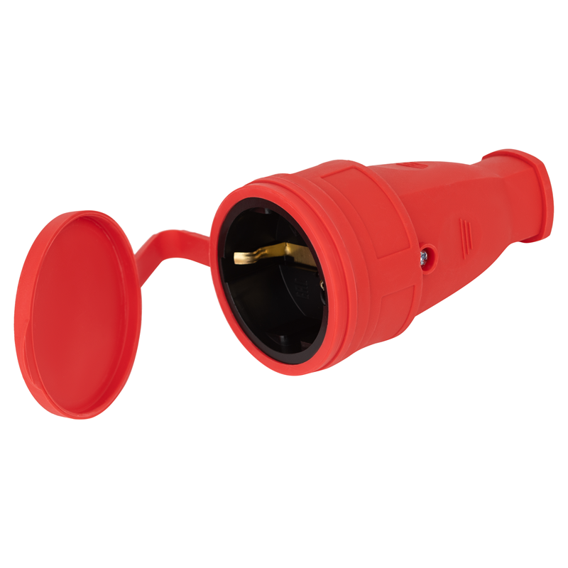 Розетка ЭРА RX10-R-IP44 16А IP44 прямая с заземлением каучук красный