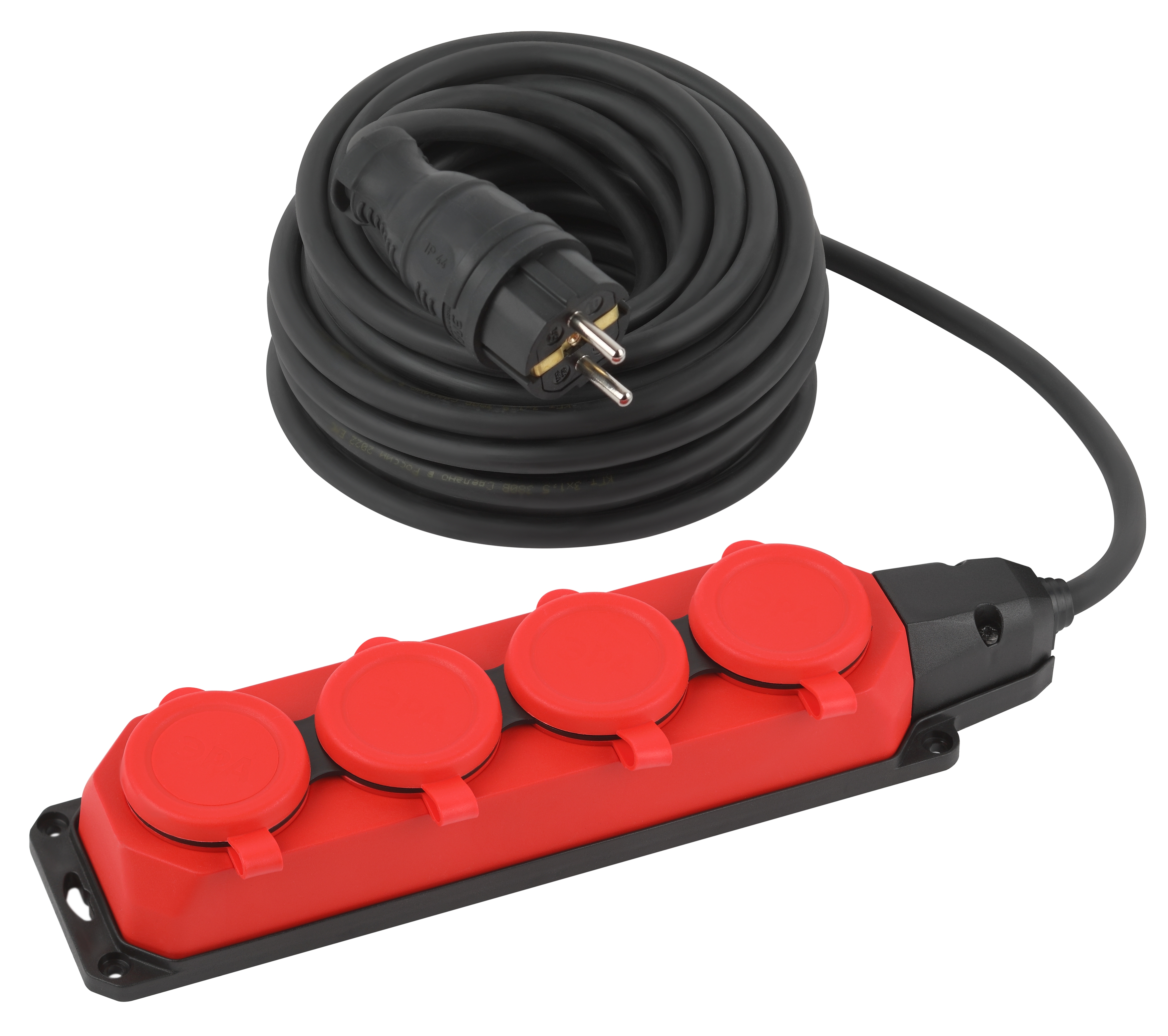 Удлинитель Эра силовой UK-4e-3x1.5-10m-IP44(KG) с заземлением 4 розетки каучук 10м КГ 3х1.5кв.мм IP44 Б0057586