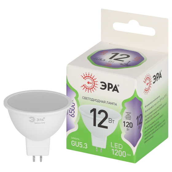 Лампочка светодиодная ЭРА GREEN LINE LED MR16-12W-865-GU5.3 GL GU5.3 12 Вт софит холодный свет (кратно 1)