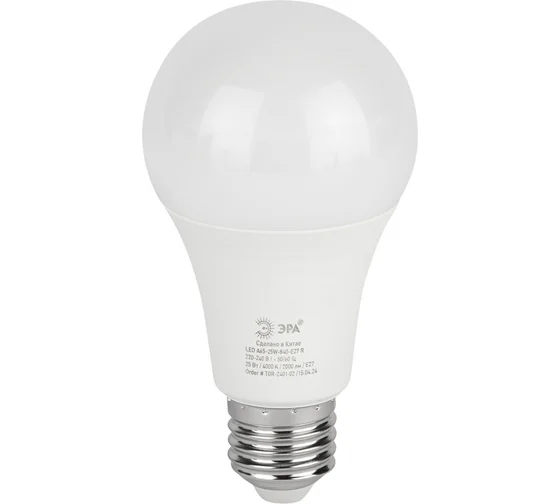 Лампочка светодиодная ЭРА GREEN LINE LED A60-25W-840-E27 GL E27 25 Вт груша яркий белый свет (кратно 1)
