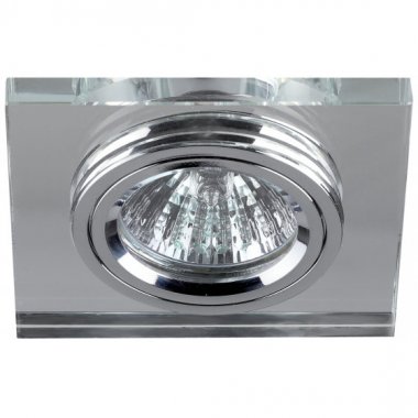 Светильник точечный ЭРА DK8 CH/WH декоративный, стекло квадратный MR16,12V, 50W, хром/зеркальный