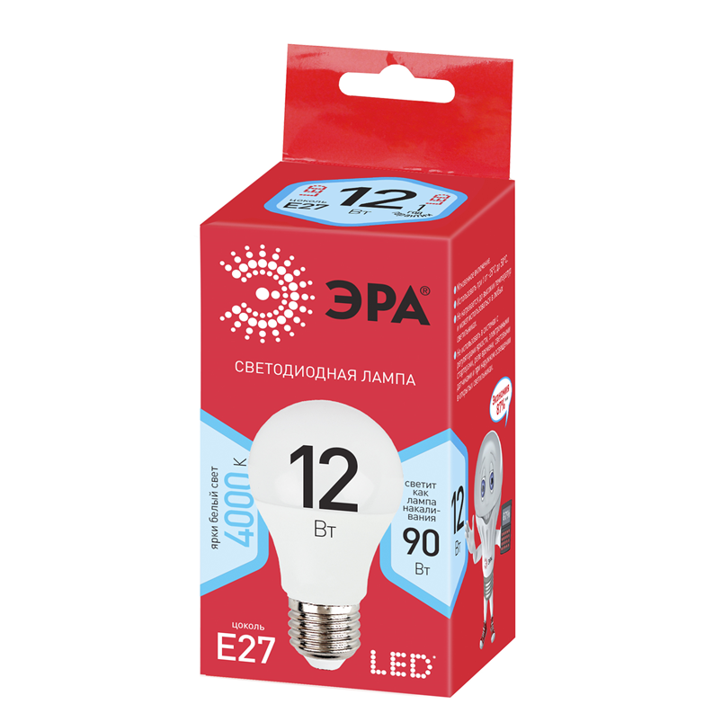 Светодиодная лампа ЭРА ECO LED A60-12W-840-E27, груша, нейтральный купить по цене "по запросу"