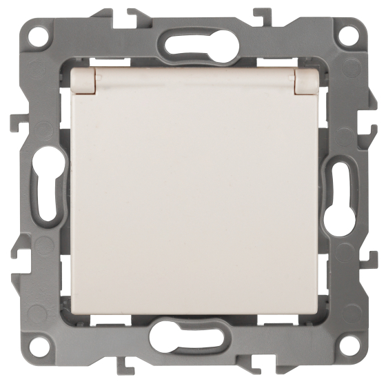 Розетка ЭРА 12 2P E Schuko со шторками с крышкой 16A 250V 12-2103-02 Б0014694