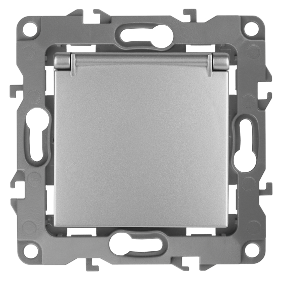 Розетка ЭРА 12 2P E Schuko со шторками с крышкой 16A 250V 12-2103-03 Б0014695