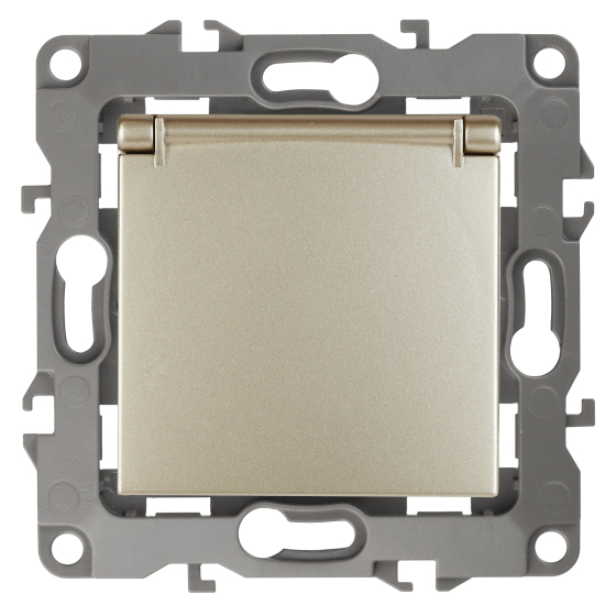 Розетка ЭРА 12 2P E Schuko со шторками с крышкой 16A 250V 12-2103-04 Б0014696 купить с доставкой по РФ