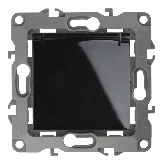Розетка ЭРА 12 2P E Schuko со шторками с крышкой 16A 250V 12-2103-06 Б0014698 купить с доставкой по РФ