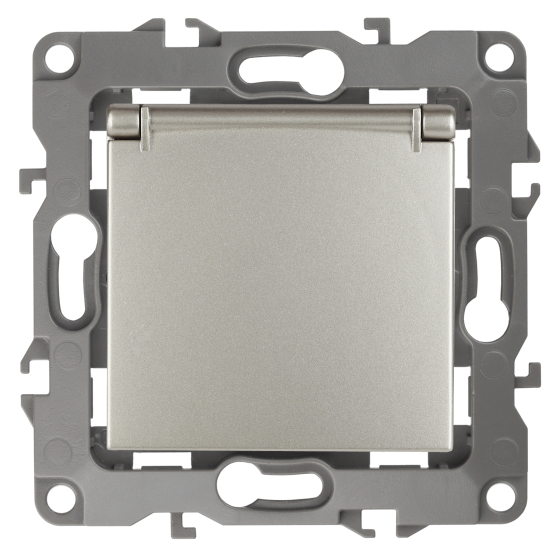 Розетка 12 2P E Schuko со шторками с крышкой 16A 250V 12-2103-15 Б0019330 ЭРА купить с доставкой по РФ
