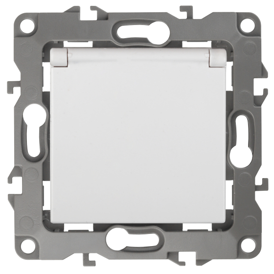 Розетка 12 2P E Schuko со шторками с крышкой 16A 250V 12-2003-01 Б0038806 ЭРА купить с доставкой по РФ