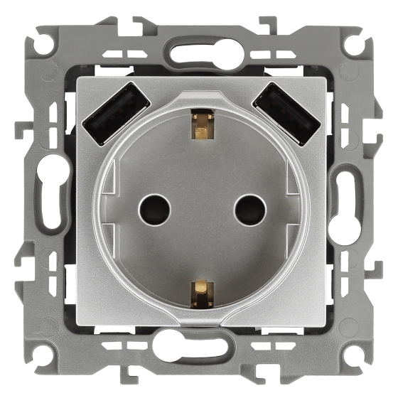 Розетка 12 2P+E 16A-250В с защитной шторкой и с 2xUSB 5В-3А 12-4109-03 Б0047842 ЭРА купить с доставкой по РФ