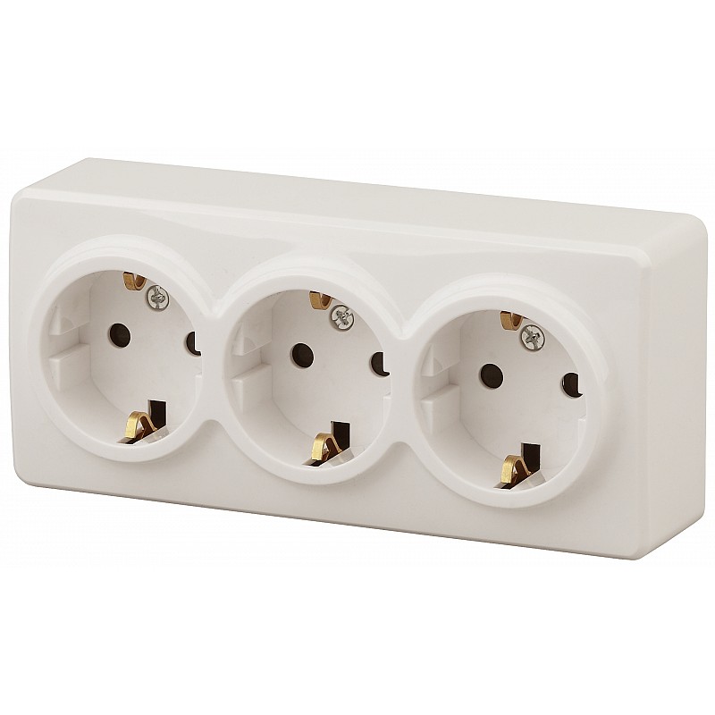 Розетка ЭРА Эксперт 3х2P E Schuko 16A 250V 11-2208-02 Б0020701