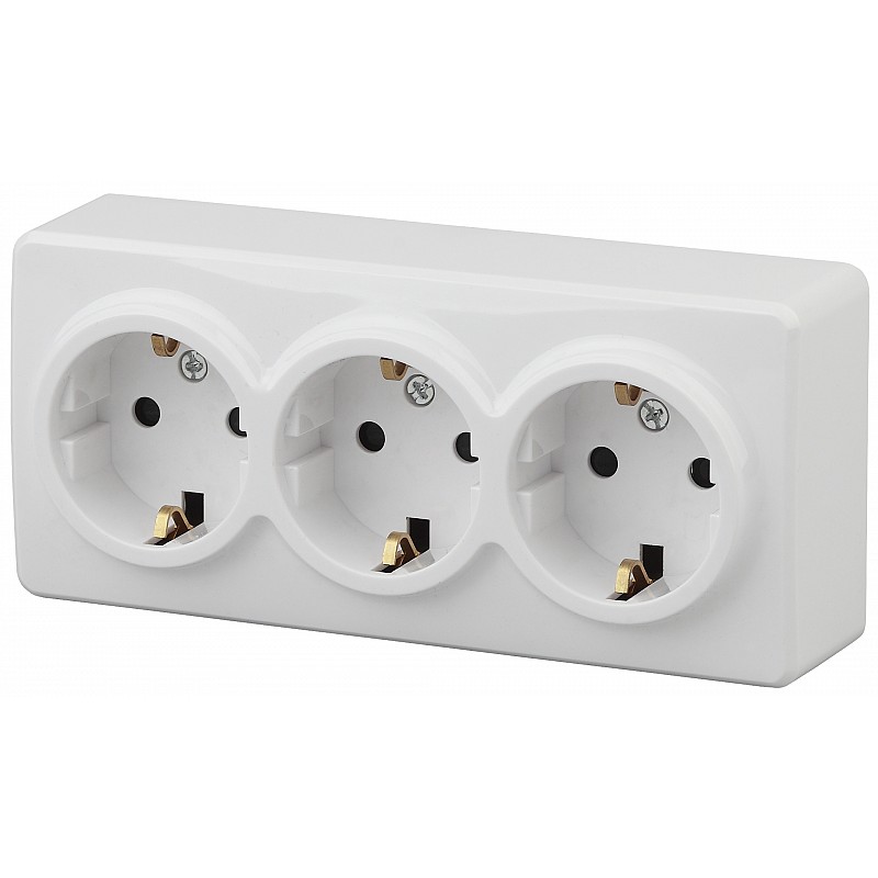 Розетка ЭРА Эксперт 3х2P E со шторками Schuko 16A 250V 11-2209-01 Б0020703 купить с доставкой по РФ