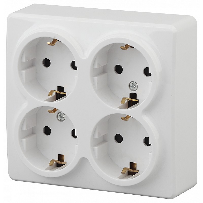 Розетка ЭРА Эксперт 4х2P E со шторками Schuko 16A 250V 11-2211-01 Б0020709 купить с доставкой по РФ