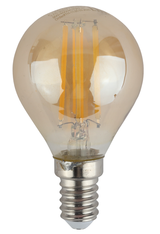 Лампочка светодиодная ЭРА F-LED P45-9W-840-E14 gold E14 / Е14 9Вт филамент шар золотистый нейтральный белый свет
