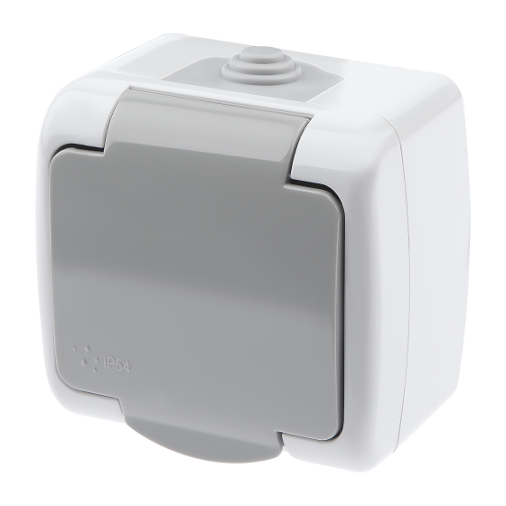 Розетка Intro Atlantic Schuko 2P+E 16A 250V с крышкой 5-201-03 Б0050945 ЭРА