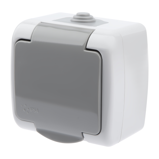 Розетка Intro Atlantic Schuko 2P+E 16A 250V со шторками с крышкой 5-202-03 Б0050946 ЭРА