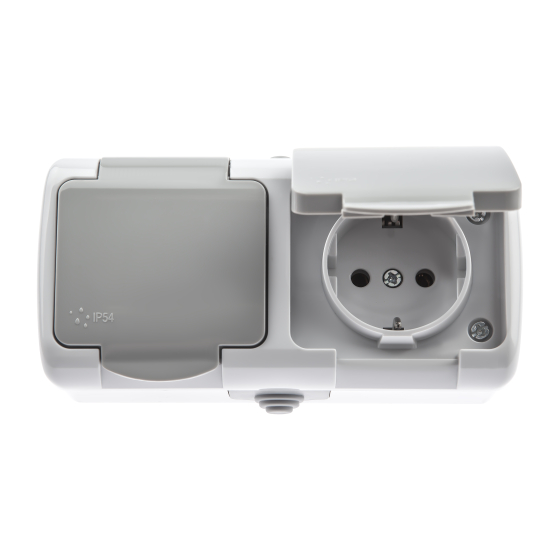 Розетка двойная Intro Atlantic Schuko 2x2P+E 16A 250V с крышкой 5-203-03 Б0051060 ЭРА заказать со складов по всей России