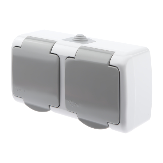 Розетка двойная Intro Atlantic Schuko 2x2P+E 16A 250V с крышкой 5-203-03 Б0051060 ЭРА купить с доставкой по РФ