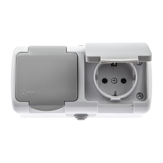 Розетка двойная Intro Atlantic Schuko 2x2P+E 16A 250V с крышкой 5-204-03 Б0051061 ЭРА заказать со складов по всей России