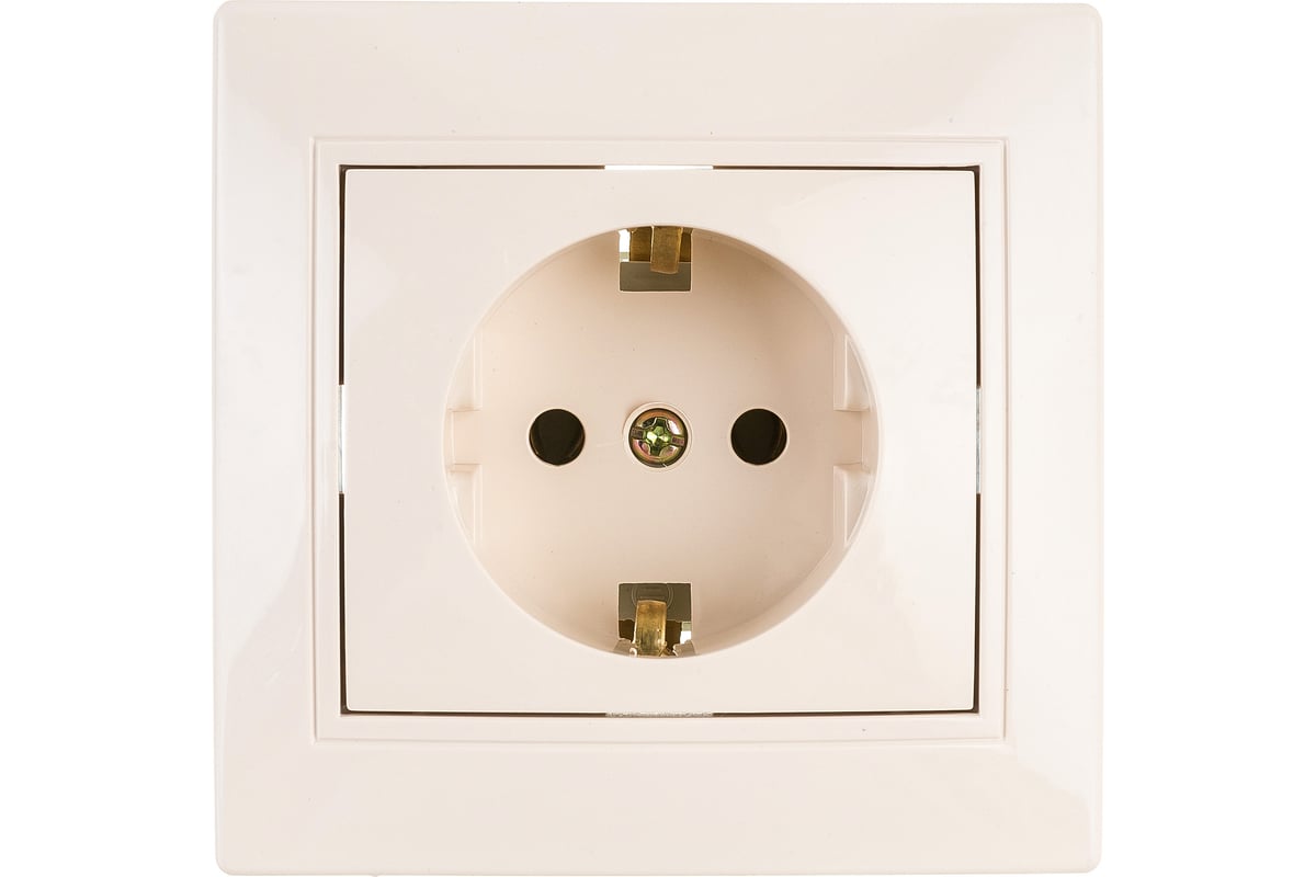 Розетка 2P+E Schuko Intro Plano слоновая кость, 16АХ-250В, скрытая установка 1-202-02 Б0027610 ЭРА