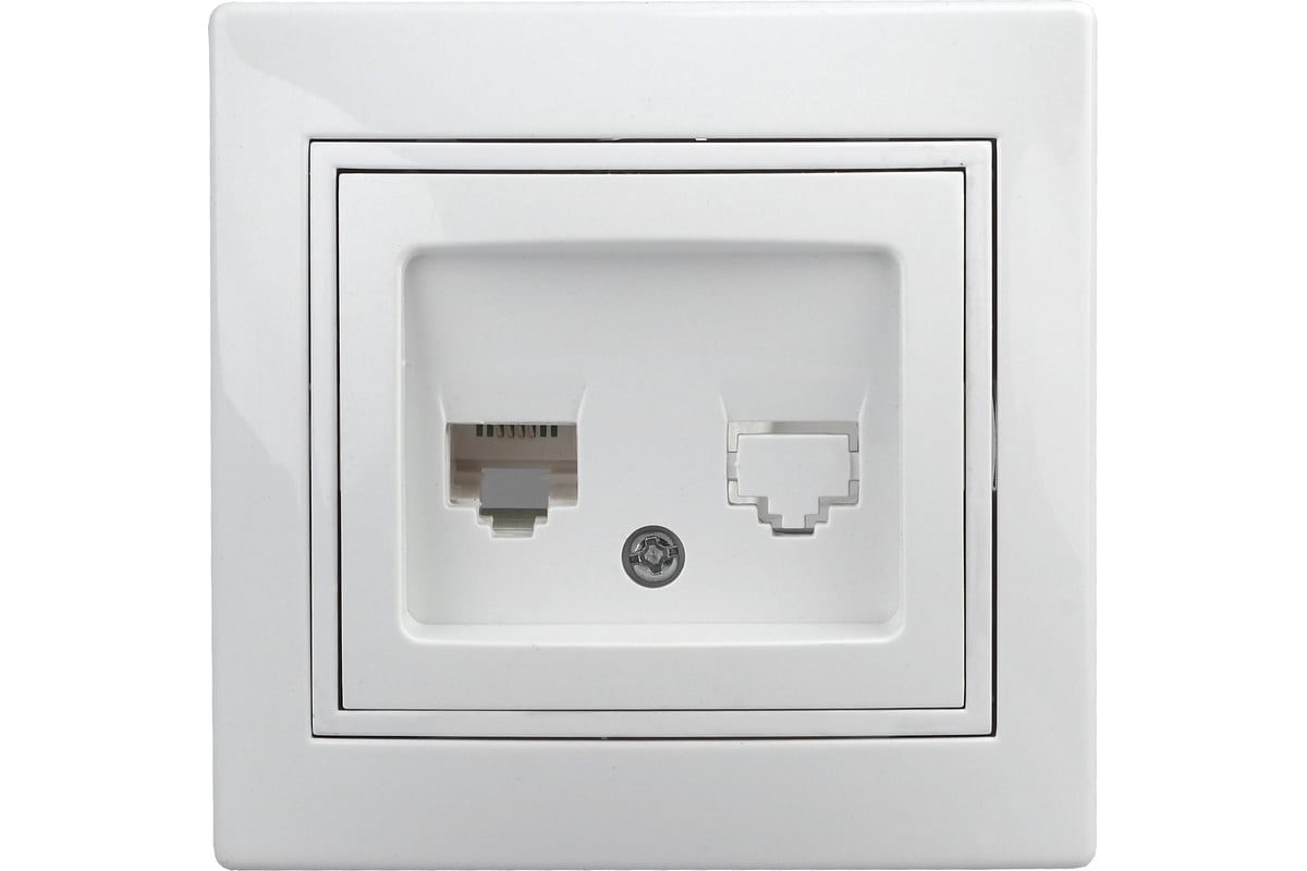 Розетка информационная RJ45 Intro Plano белый 1-303-01 Б0027621 ЭРА