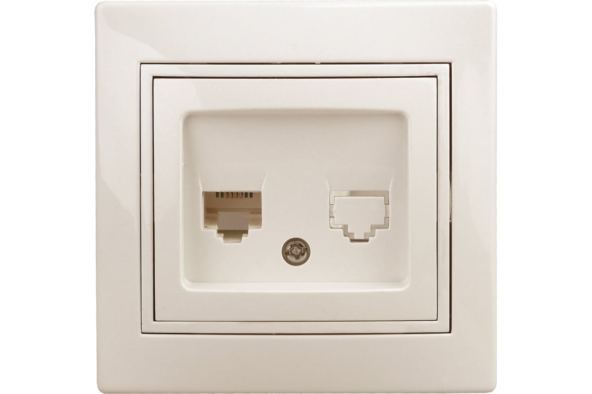 Розетка информационная RJ45 Intro Plano слоновая кость 1-303-02 Б0027622 ЭРА