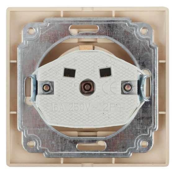 Розетка Intro Plano 1-202-02 с заземлением 2P+E Schuko, 16А-250В, IP20, СУ, слоновая кость заказать со складов по всей России