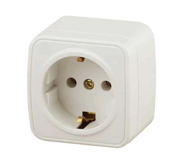 Розетка Intro Polo 3-202-02 с заземлением 2P+E Schuko, 16A-250В, IP20, ОУ, слоновая кость