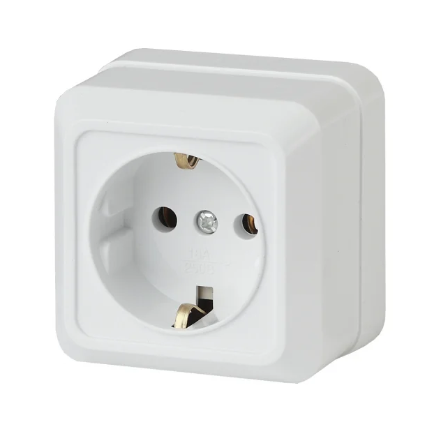 Розетка с заземлением Intro Quadro 2-202-01 16А-250В, IP20, ОУ, белый