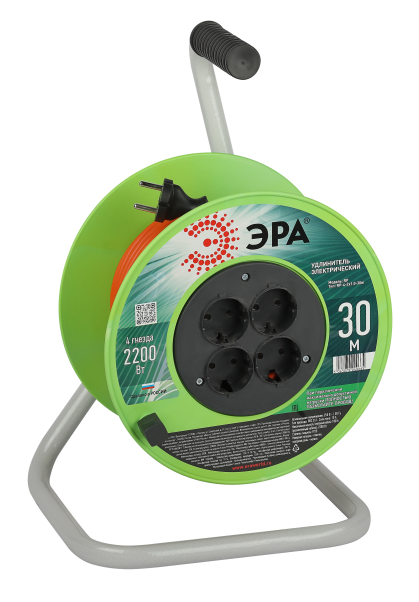 Удлинитель на катушке Эра 4х30м без заземления RP-4-2x1.0-30m ПВС 2х1