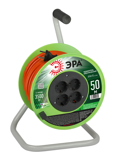 Удлинитель на катушке Эра 4х50м без заземления RP-4-2x1.5-50m ПВС 2х1.5