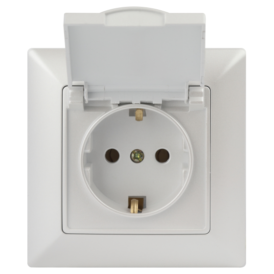 Розетка Intro Solo Schuko 2P+E 16A 250V с крышкой перламутровый 4-203-06 Б0053662 ЭРА заказать со складов по всей России