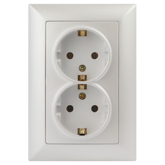 Розетка двойная  Intro Solo Schuko 2X2P+E 16A 250V перламутровый 4-205-06 Б0053678 ЭРА купить с доставкой по РФ