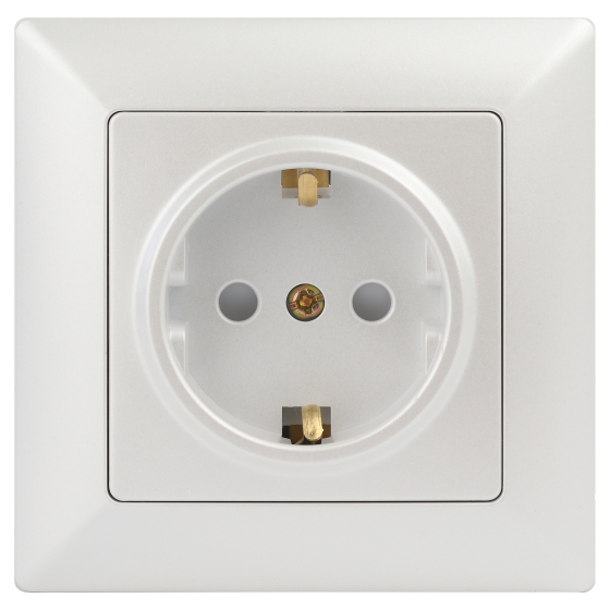 Розетка Intro Solo Schuko 2P+E 16A 250V со шторками перламутровый 4-206-06 Б0053686 ЭРА купить с доставкой по РФ