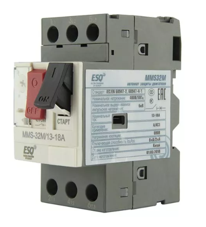 Автомат защиты двигателя ESQ MMS32MR 0010 6-10А (AC400/415V 100kA) купить с доставкой по РФ