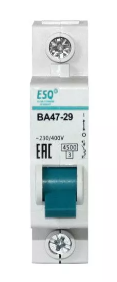 Автоматический выключатель ESQ DZ ВА 47-29_1 полюс 25А ток к.з. 4.5кА характеристика С