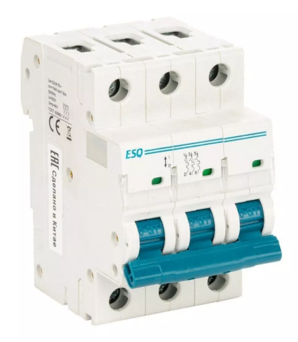 Автоматический выключатель ESQ BA63C-6 B 3P 0016 3 полюса, 16А, ток к.з. 6кА, хар-ка B купить с доставкой по РФ