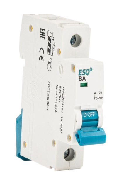 Автоматический выключатель ESQ ВА63C-10 B 1P 0002 1 полюс, 2А ток к.з. 10кА хар-ка B купить с доставкой по РФ
