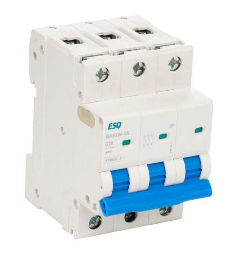 Автоматический выключатель ESQ ВА63W-15 C 3P 0016 3 полюсa, 16А ток к.з. 15кА хар-ка C купить с доставкой по РФ