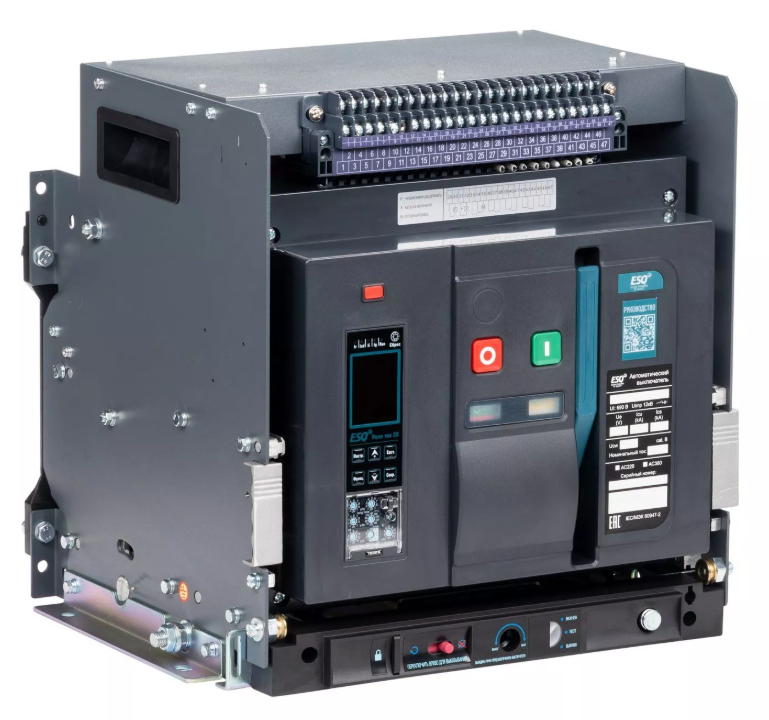 (RUS) Воздушный автоматический выключатель ESQ ВА99-40B 3D M2C2S2 2X 3200A (с корзиной, 3пол. 3200А, 85 кА, тип реле 2X, с мот. приводом 220В, кат. вкл 220В и нез. расцеп 220В) купить с доставкой по РФ