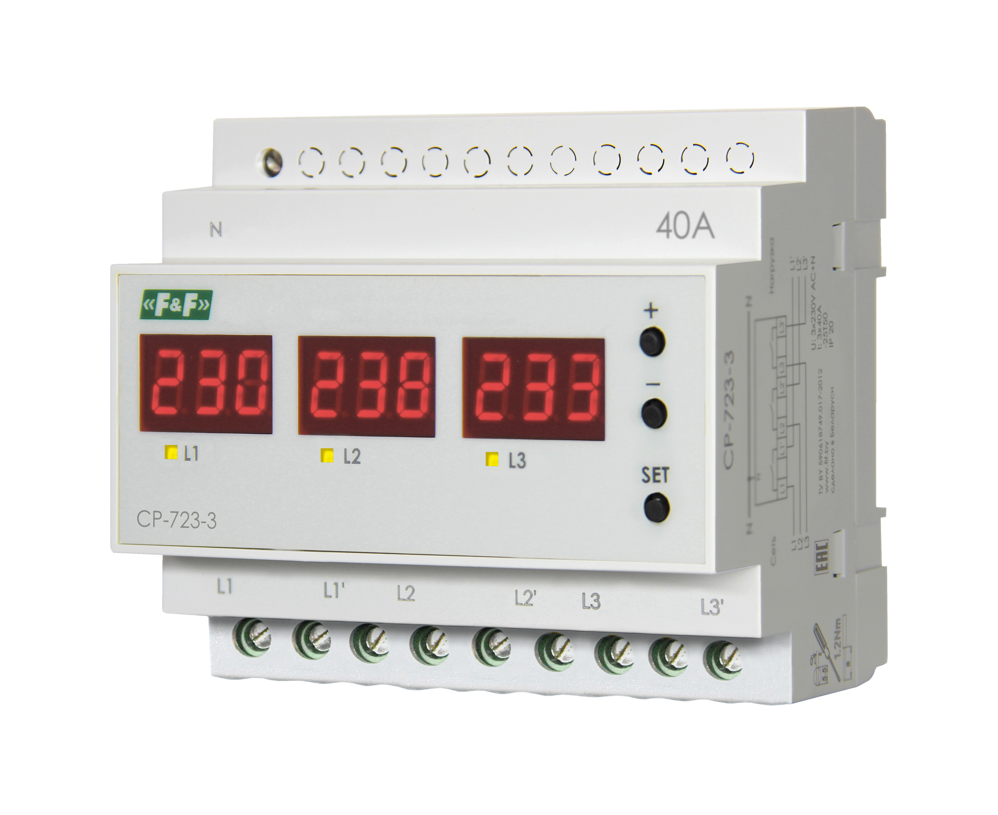 Реле напряжения F&F CP-723-3 EA04.009.022