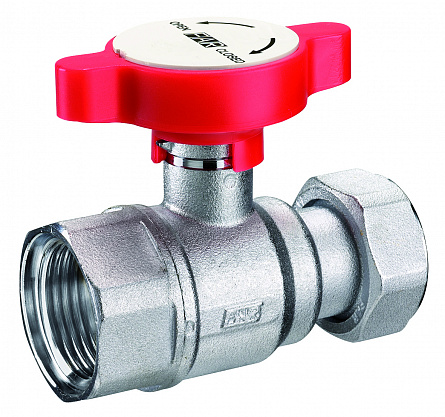 Кран шаровой FAR 3/4" хром. с накид.гайкой 1" красная ручка купить с доставкой по РФ