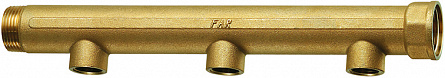 Коллектор FAR 1 1/4" с 3 отводами 3/4" ВР 100мм