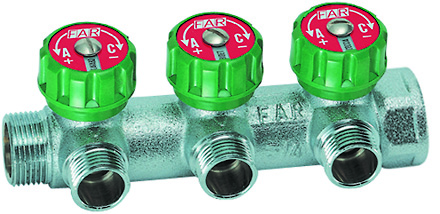 Регулируемый коллектор FAR 3/4" с 3 отводами М24х19