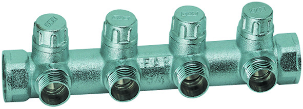 Запорный коллектор FAR 3/4" ВР-ВР с 4 отводами 1/2"
