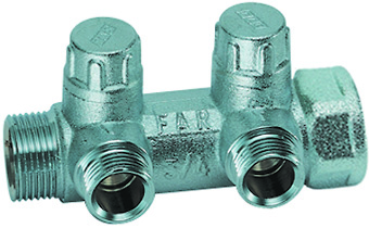 Запорный коллектор FAR 1" с 2 отводами М24х19