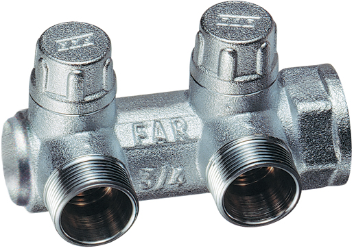 Запорный концевой коллектор FAR 3/4" с 2 отводами М24х19