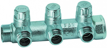 Запорный коллектор FAR 3/4" 3 отвода М24х19 аналог FK 3878 C3403