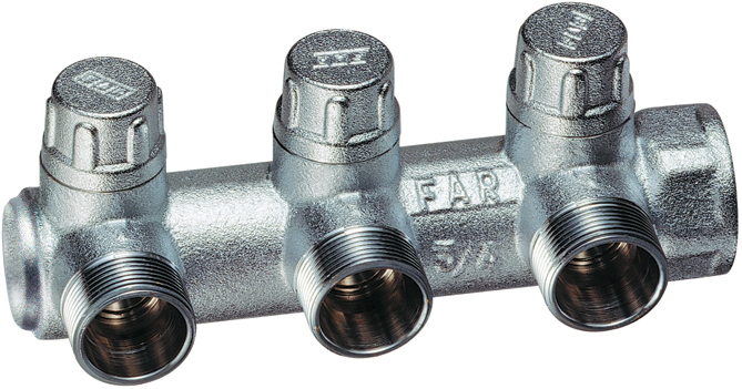 Запорный коллектор концевой FAR 3/4" 3 отвода М24х19