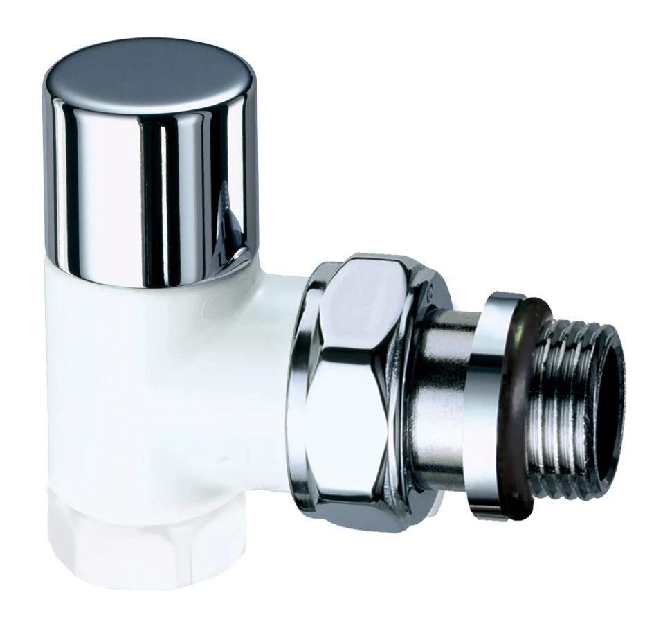 Вентиль запорный угловой FAR, 1/2" ВР (серебряный-белая эмаль), EPDM
